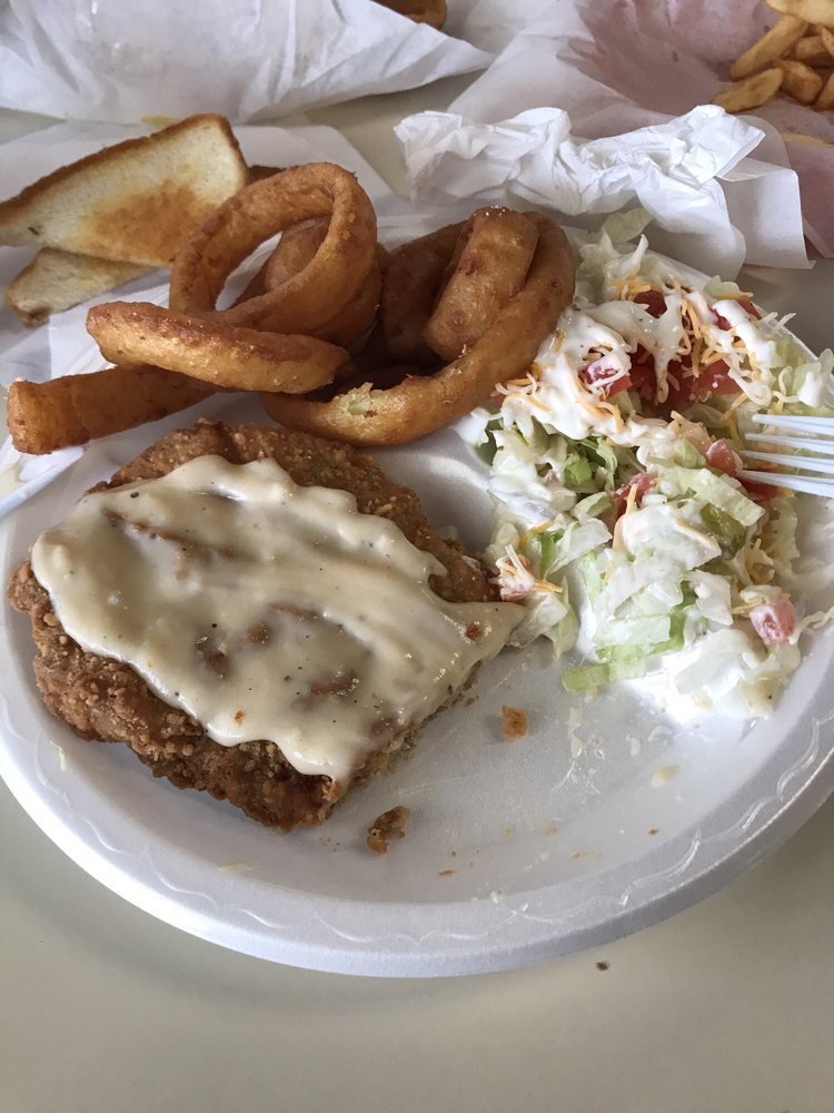 Chicken Fried Steak with Onion Rings and Cole Slaw