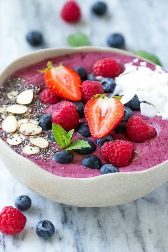 Acai Bowl with Berries and Almonds
